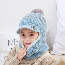 Load image into Gallery viewer, Thick Knitted Acrylic Winter Beanie Hats For Kids Child Outdoor Warm Balaclava Cap Girls Boys Bib Mask Face Cover Hairball Hat  Beanie Cap Mask Scarf Hat Set Outdoor Sport Warm Beanies Hat For Men Knitted Hats Bandana Hiking Camping Kid Neck Warmer Cap
