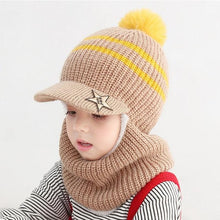 Load image into Gallery viewer, Thick Knitted Acrylic Winter Beanie Hats For Kids Child Outdoor Warm Balaclava Cap Girls Boys Bib Mask Face Cover Hairball Hat  Beanie Cap Mask Scarf Hat Set Outdoor Sport Warm Beanies Hat For Men Knitted Hats Bandana Hiking Camping Kid Neck Warmer Cap
