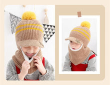 Load image into Gallery viewer, Thick Knitted Acrylic Winter Beanie Hats For Kids Child Outdoor Warm Balaclava Cap Girls Boys Bib Mask Face Cover Hairball Hat  Beanie Cap Mask Scarf Hat Set Outdoor Sport Warm Beanies Hat For Men Knitted Hats Bandana Hiking Camping Kid Neck Warmer Cap

