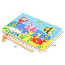 Load image into Gallery viewer, Wooden Magnetic Ocean Fishing Toy Game &amp; Puzzle Board Juguetes Fish Magnet Toy Educational Outdoor Fun for Child Gift
