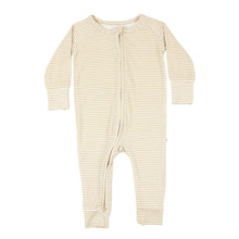 Load image into Gallery viewer, Tan Stripe Ribbed Zip Romper
