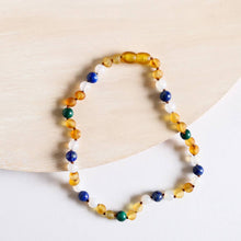 Load image into Gallery viewer, CanyonLeaf Raw Amber Malachite + Lapis Necklace

