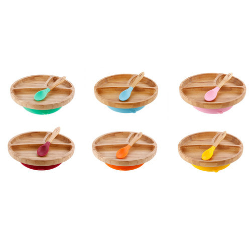 Avanchy Bamboo Suction Toddler Plate + Spoon