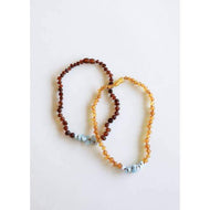 CanyonLeaf Raw Cognac Amber + Blue Amazonite