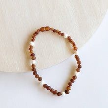 Load image into Gallery viewer, CanyonLeaf Raw Cognac Amber + Pearls || Halo
