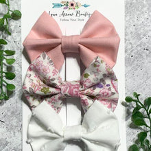 Load image into Gallery viewer, Aqua Arrows Boutique Classic Fabric Bow Set
