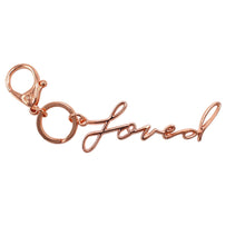 Load image into Gallery viewer, Itzy Rose Gold Loved Charm Keychain
