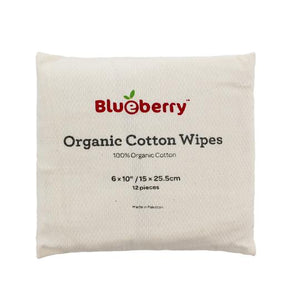 Blueberry 100% Organic Cotton Wipes (12 Pieces)
