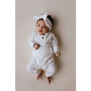 Baby Ribbed Playsuit with Pockets and Bow
