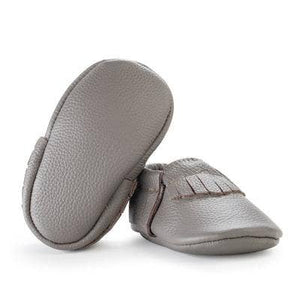 Slate Genuine Leather Baby Moccasins