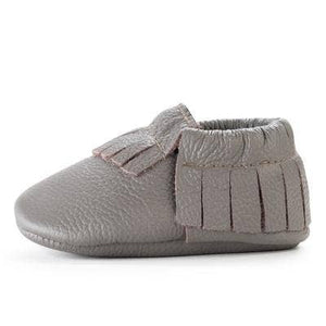 Slate Genuine Leather Baby Moccasins